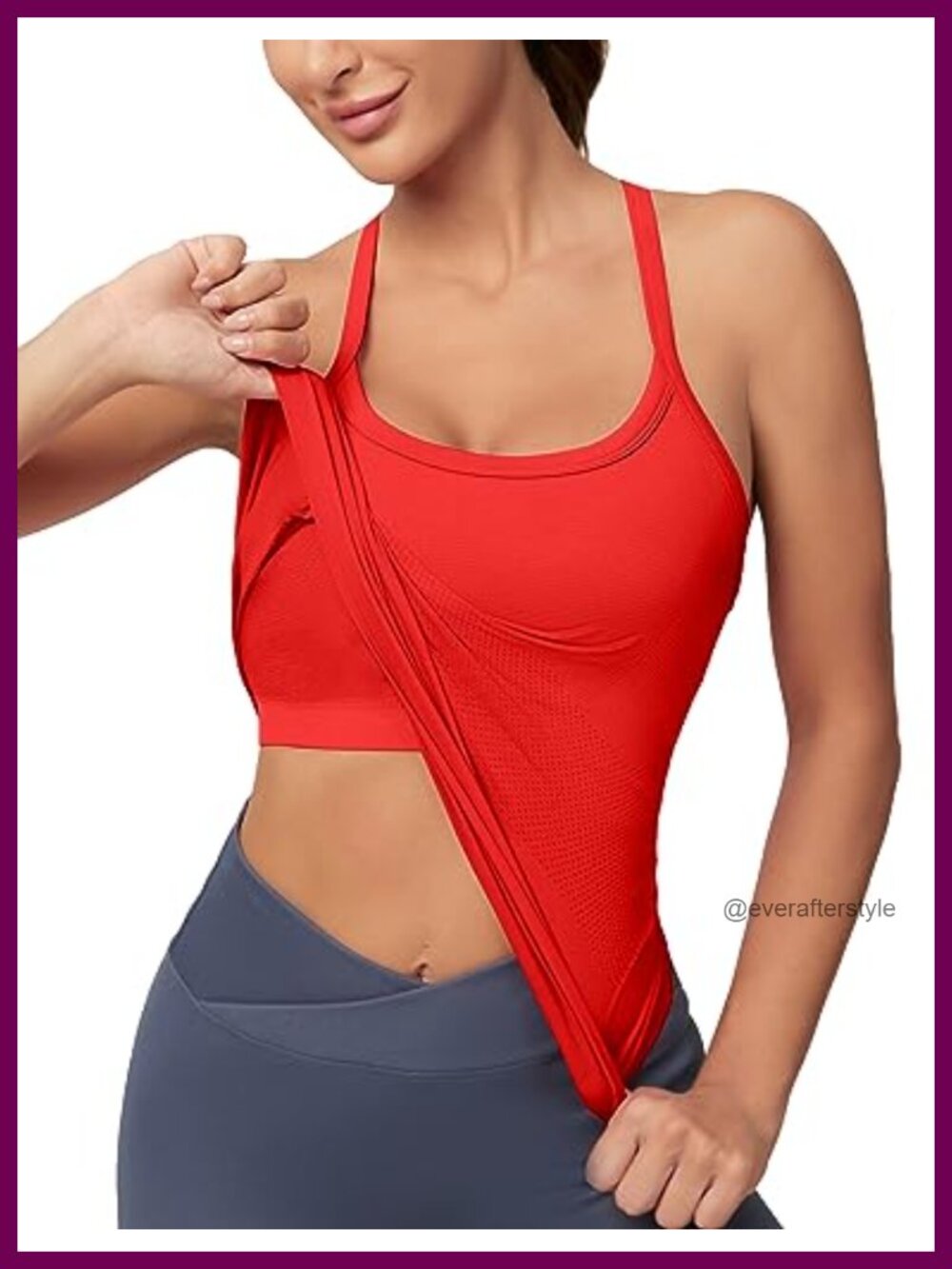 Seamless Racerback Workout Tank Top Built-in Bra Slim Fit Yoga Athletic